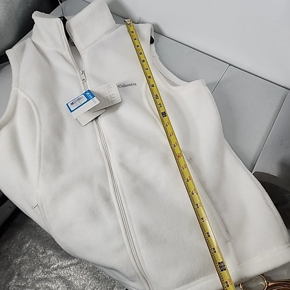 Columbia NEW Three Rivers Fleece Vest Cream Full Zip Zipper Pockets Size Large - Picture 7 of 9